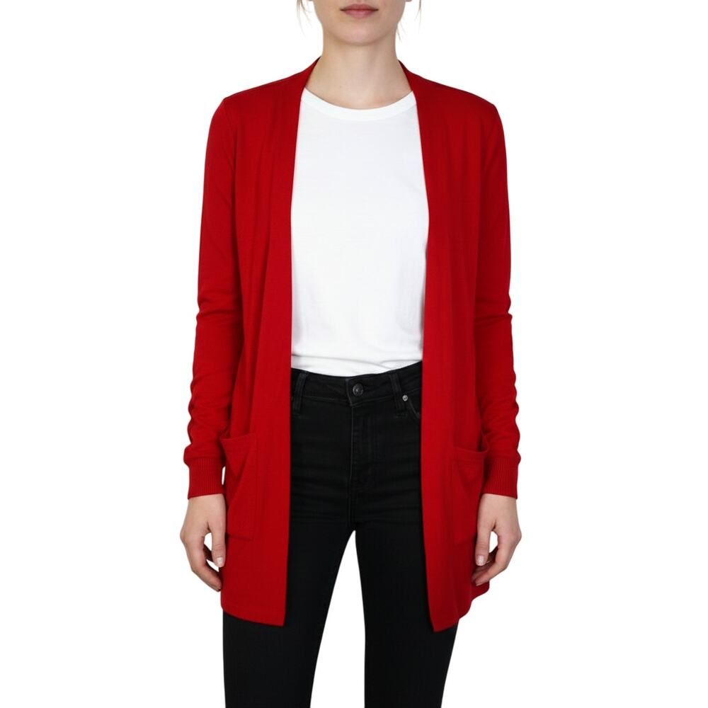 Market & Spruce Lace Up Sleeve Cardigan Women’s Small Red Open Front NWOT